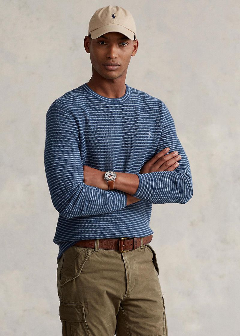 Sueter Polo Ralph Lauren Hombre Textured-Stripe Cotton Jumper Chile Azules QRIDP-8793